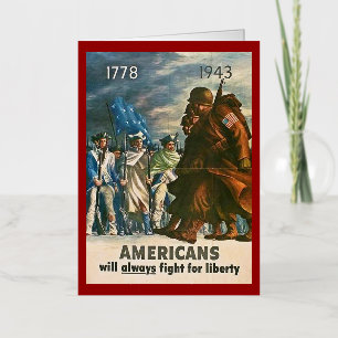 Carte De Vacances Métallisée Les Américains lutteront toujours pour la liberté 