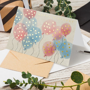 Carte De Vacances Métallisée Logo Aquarelle Ballons Entreprise Joyeux Anniversa