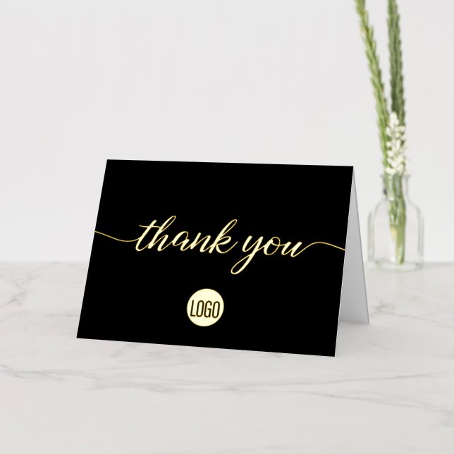 Carte De Vacances Métallisée Logo Black Gold personnalisé simple (Fleur)