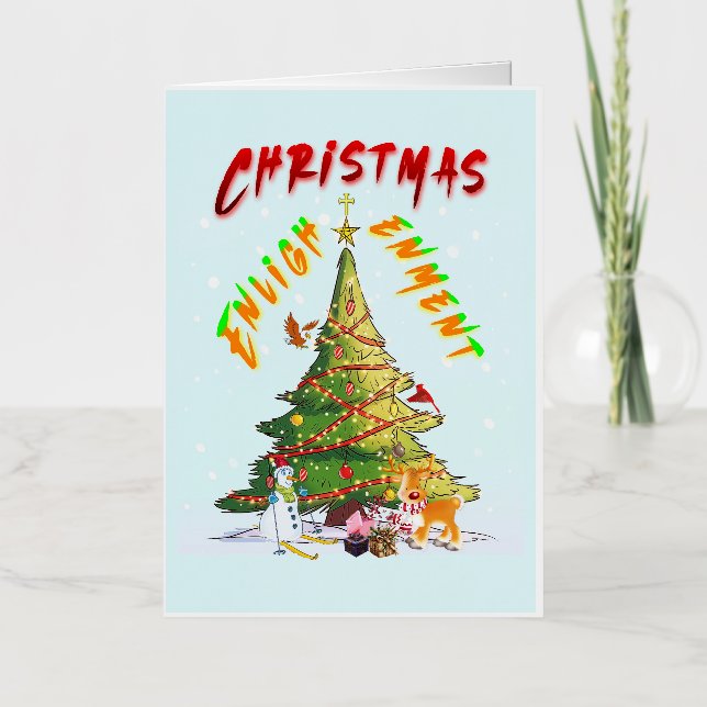 Carte De Vacances Métallisée Lumière de Noël (Recto)