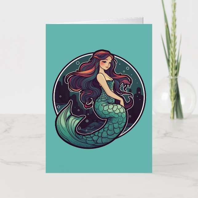 Carte De Vacances Métallisée Magnet MERMAID N° 1 (Recto)