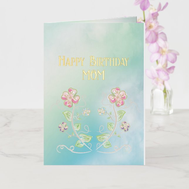 Carte De Vacances Métallisée Maman Anniversaire, Floral, Beau, Amour, Moderne (Orchidée)