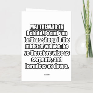 Carte De Vacances Métallisée Matthieu 10:16 KJV Bible Verse Typographie
