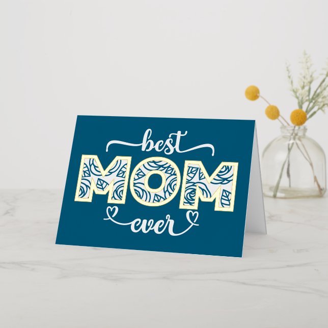 Carte De Vacances Métallisée Meilleure fête des mères de maman (Fleur d'or)
