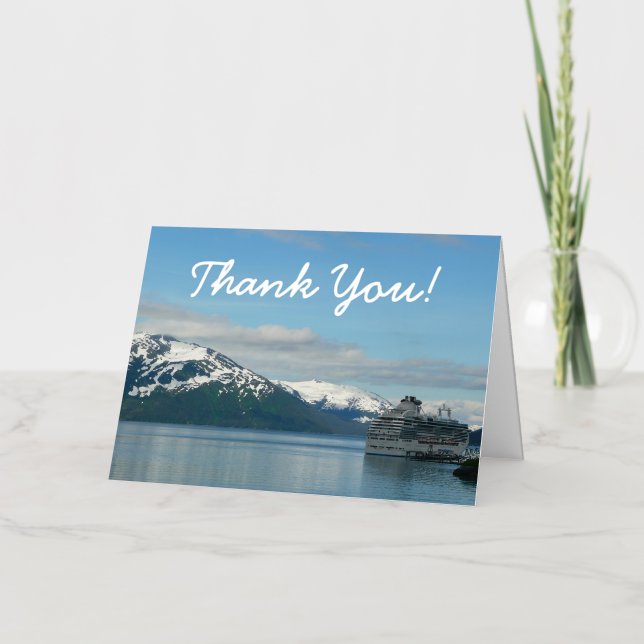 Carte De Vacances Métallisée Merci de voyage de croisière en Alaska (Recto)