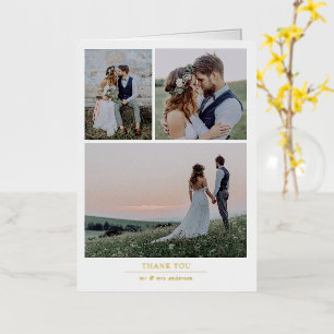 Carte De Vacances Métallisée Merci minimaliste de 4 Mariage photo