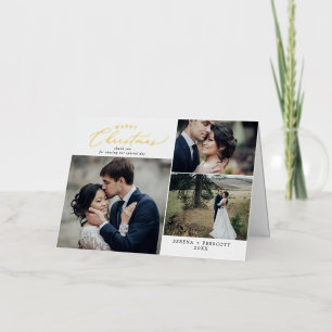 Carte De Vacances Métallisée Merci photo Mariage Gold Foil délicat