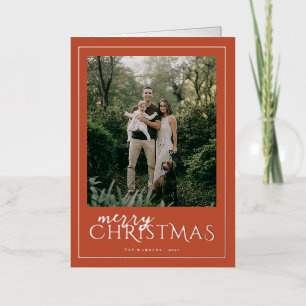 Carte De Vacances Métallisée Moderne Cadre Joyeux Noël Photo Kaki