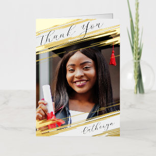 Carte De Vacances Métallisée Moderne Elegant Chic Ajouter Photo Graduation Merc