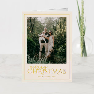 Carte De Vacances Métallisée Moderne Joyeux Noël encadré Photo Vanille