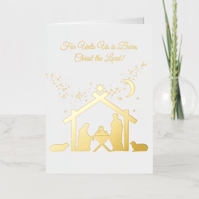 Carte De Vacances Métallisée Nativité Gold Foil (Recto)
