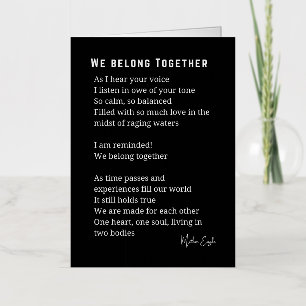 Carte De Vacances Métallisée Nous appartenons ensemble poème d'amour