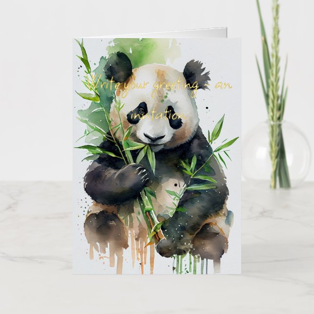 CARTE DE VACANCES MÉTALLISÉE PANDA (Recto)