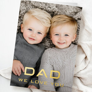 Carte De Vacances Métallisée Papa on t'aime fête des pères moderne photo vrai