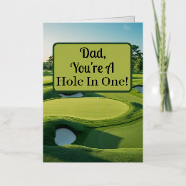Carte De Vacances Métallisée Papa, tu es un trou dans un ! Golf Green 2025