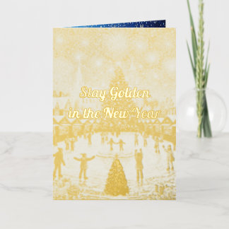 Carte De Vacances Métallisée Personalized New Year's greetings in gold 
