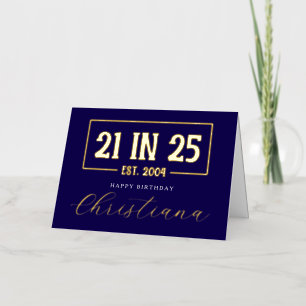 Carte De Vacances Métallisée Personnalisé 21e anniversaire 21 IN 25 Est 2004