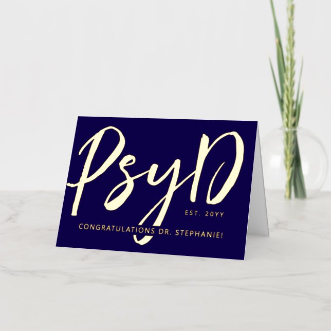 Carte De Vacances Métallisée Personnalisé Élégant PsyD Docteur en Psychologie M (Recto)