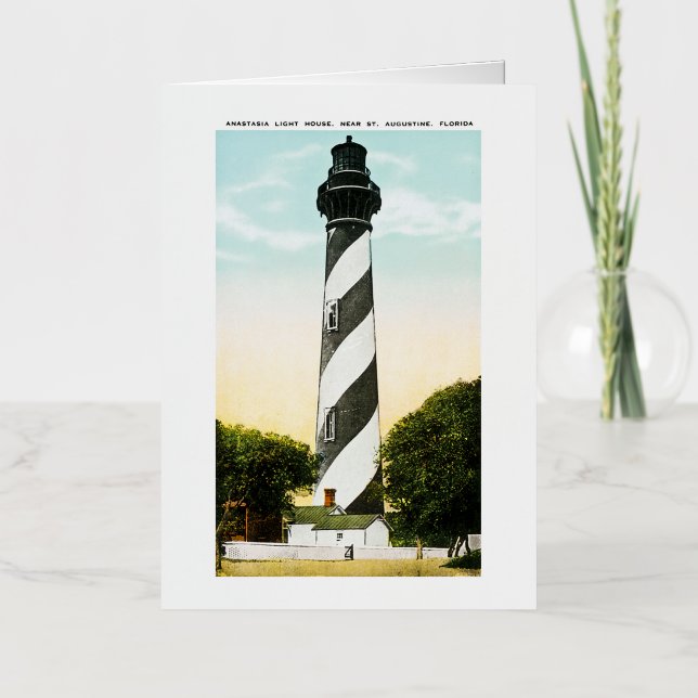 Carte De Vacances Métallisée Phare D'Anastasia Près De St Augustine, Floride (Recto)