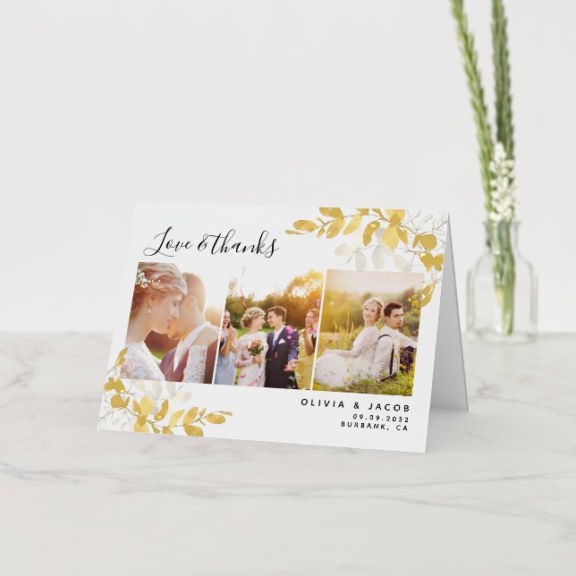 Carte De Vacances Métallisée Photo Eucalyptus Merci Mariage (Fleur)