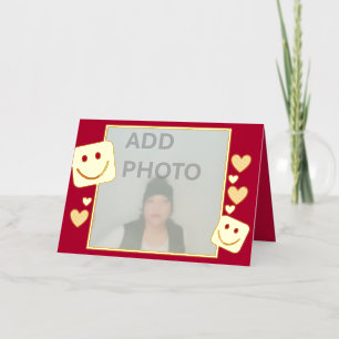 Carte De Vacances Métallisée Photo Personalized Hearts Smiles Gold Foil Card