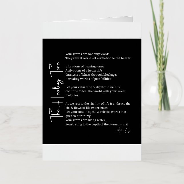 Carte De Vacances Métallisée Poème Healing Tone Sound (Recto)