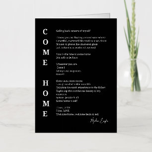 Carte De Vacances Métallisée Poème Inspirant pour l'Âme : Reviens à la Maison