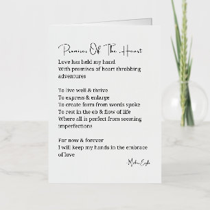 Carte De Vacances Métallisée Poèmes d'amour de promesses du cœur