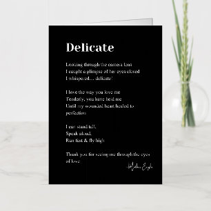 Carte De Vacances Métallisée Poésie de poème d'amour délicat