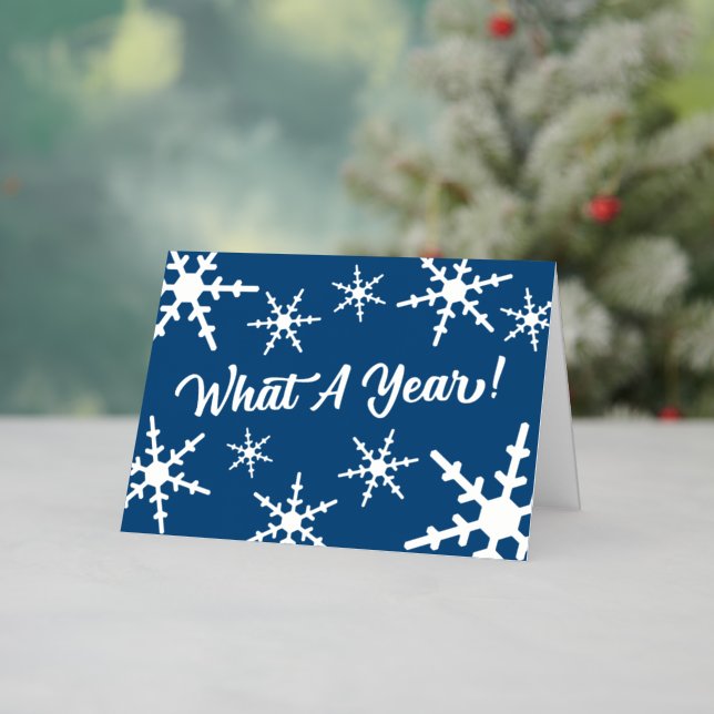 Carte De Vacances Métallisée Quel An Silver Foil Snowflakes Blue Holiday (Vacances In Situ)