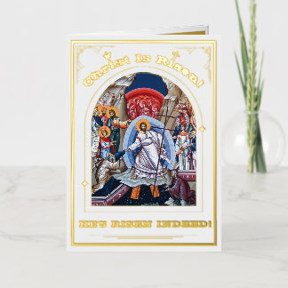 Carte De Vacances Métallisée Résurrection Du Christ Pâques Orthodoxes