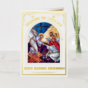 Carte De Vacances Métallisée Résurrection Du Christ Pâques Orthodoxes