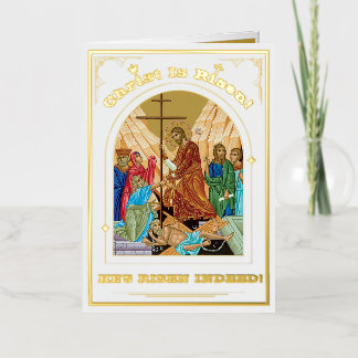Carte De Vacances Métallisée Résurrection Du Christ Pâques Orthodoxes