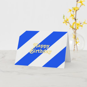 Carte De Vacances Métallisée Retro Vintage Bleu rayures Joyeux anniversaire