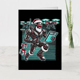Carte De Vacances Métallisée Robot Père Noël alimenté par l'IA avec des drones