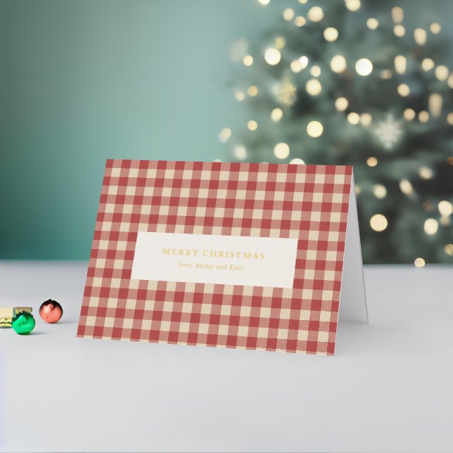 Carte De Vacances Métallisée Rouge rustique En vichy moderne Noël (Vacances In Situ 2)