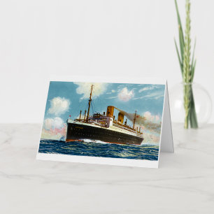 Carte De Vacances Métallisée S.S. Stuttgart Luxury Ocean Liner - Vintage