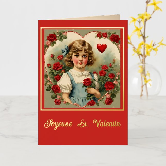 Carte De Vacances Métallisée Saint-Valentin (Fleur jaune)