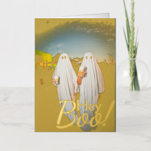 Carte De Vacances Métallisée Simple Boo Happy Halloween famille et amis Photo
