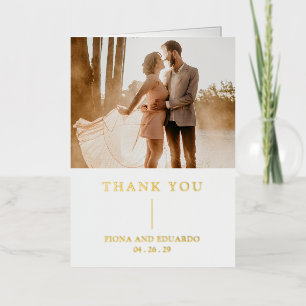 Carte De Vacances Métallisée Simple minimaliste photo contemporaine Mariage mod