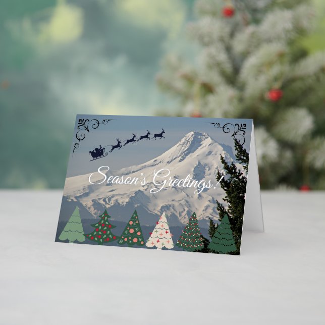 Carte De Vacances Métallisée Snow Covered Mount Hood Landscape (Vacances In Situ)