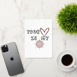 Carte De Vacances Métallisée Ton coeur est mon boussole