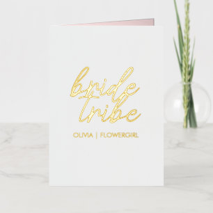 Carte De Vacances Métallisée Tribu de la mariée Fille Fleur de Mariage Modern