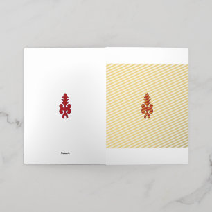 Carte De Vacances Métallisée un motif rouge et bleu sur fond blanc
