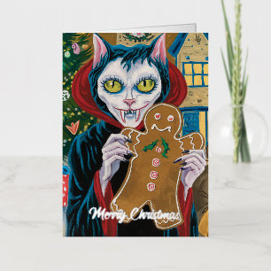 Carte De Vacances Métallisée Vampire de Noël Kitty avec pain d'épices Homme