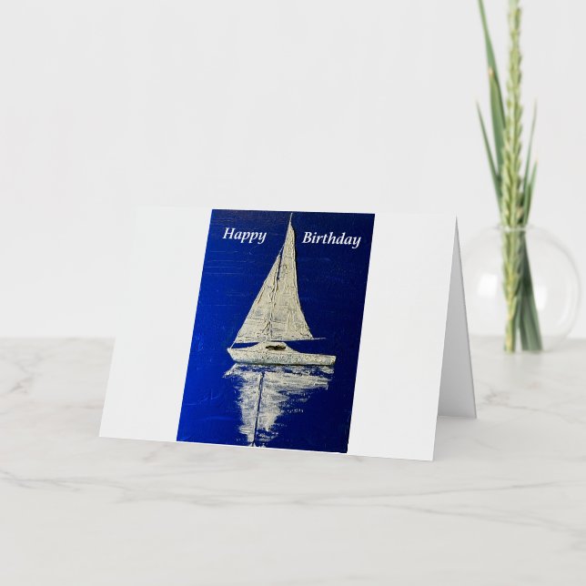 Carte De Vacances Métallisée Voile Joyeux anniversaire (Recto)