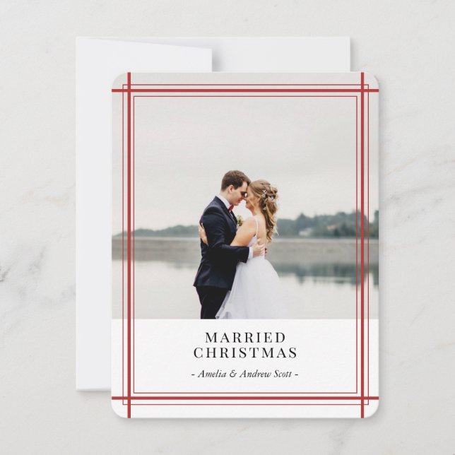 Carte de vacances moderne à raies rouges (Devant)