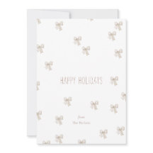 Carte de vacances moderne blanc et beige Multi-Bow