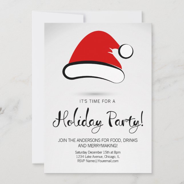 Carte de vacances moderne Joyeux Noël Santa Hat (Devant)