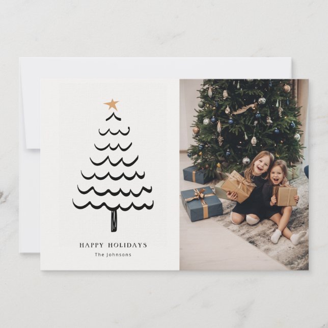 Carte de vacances moderne pour Noël avec sapin (Devant)